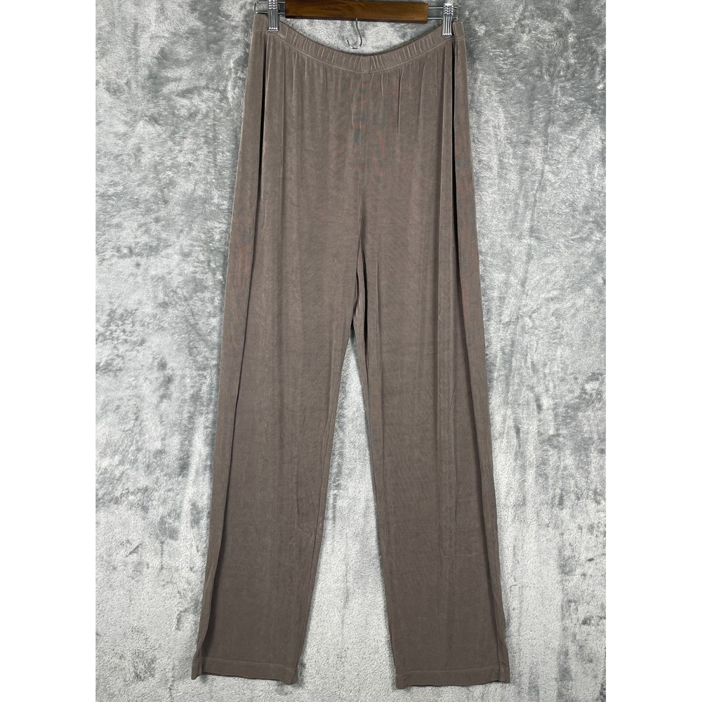 Chico's Travelers Pants Womens 2 L‎ Taupe Brown Excellent Straight Leg Ribbed